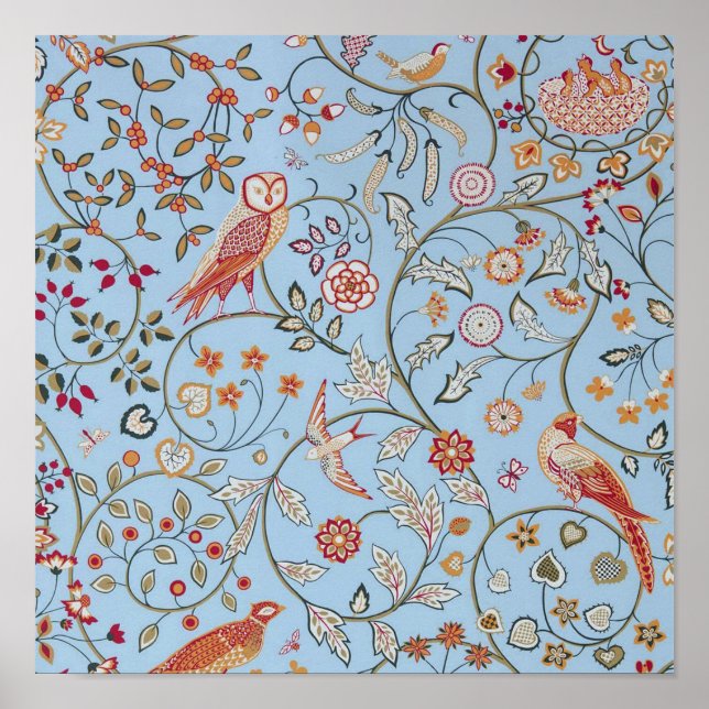 Affiche Oiseaux et fleurs, William Morris (Devant)