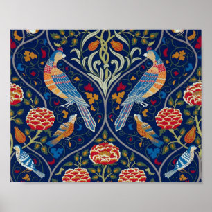 Affiche Oiseaux et fleurs, William Morris