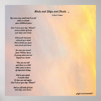 AFFICHE "OISEAUX ET NAVIRES ET NUAGES FAMILLE POEM POSTER"