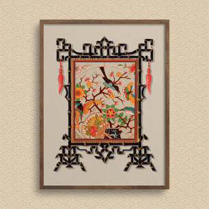 Affiche Oiseaux et papillons Art Imprimer