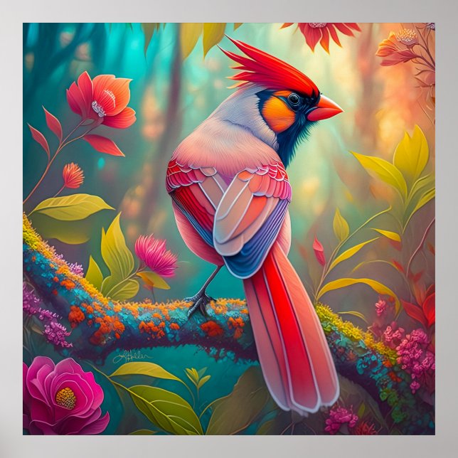 Affiche Oiseaux Fantastiques Cardinal Mâle (Devant)