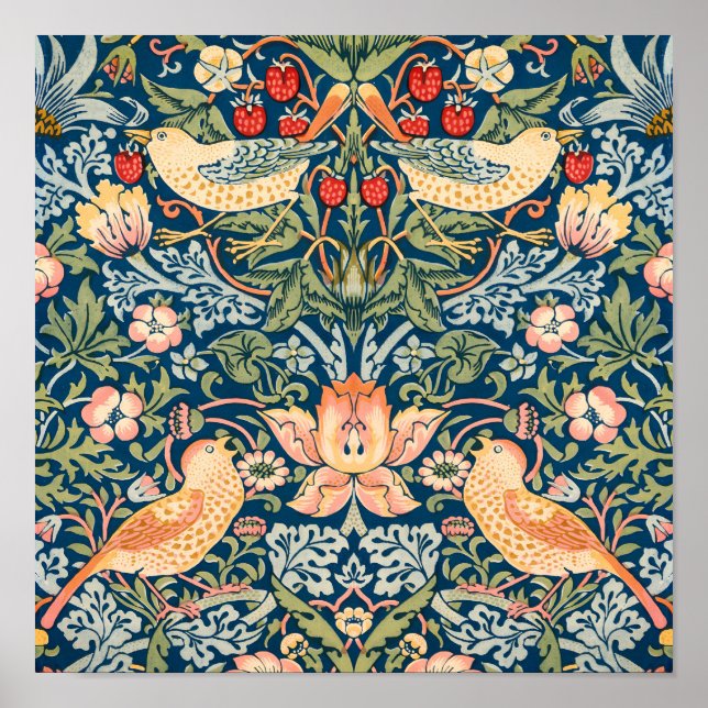 Affiche Oiseaux mignons, Voleurs fraises Art Vintage (Devant)