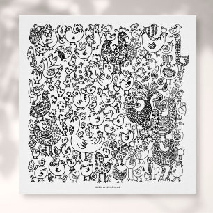 Affiche Oiseaux noir et blanc Dessin Art Imprimer