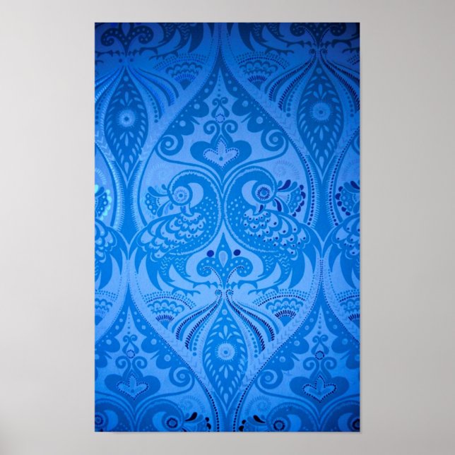 Affiche Oiseaux Paon Oriental Bleu (Devant)