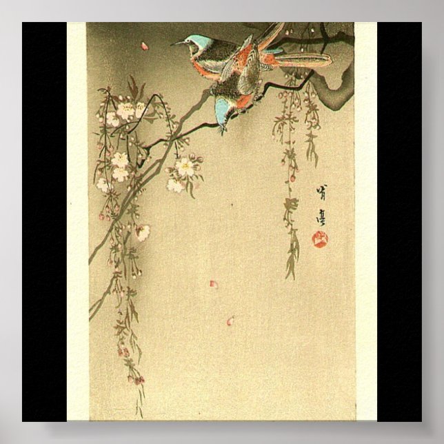Affiche Oiseaux sur cerisier par Seitei Watanabe 1851-1918 (Devant)