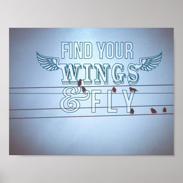 Affiche Oiseaux sur un fil, voler (Devant)