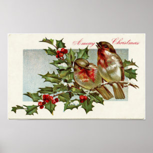 Affiche Oiseaux vintages et Holly