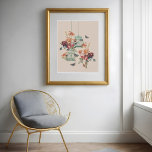 Affiche Oiseaux vintages, papillons et fleurs Vintages<br><div class="desc">Élégant,  antique imprimé d'affiche de style vintage. Design avec des papillons vintages,  des cages d'oiseaux vintages et des fleurs botaniques vintages qui créent ce magnifique design vintage.</div>