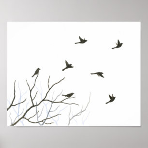 Affiche Oiseaux volants Silhouette Art