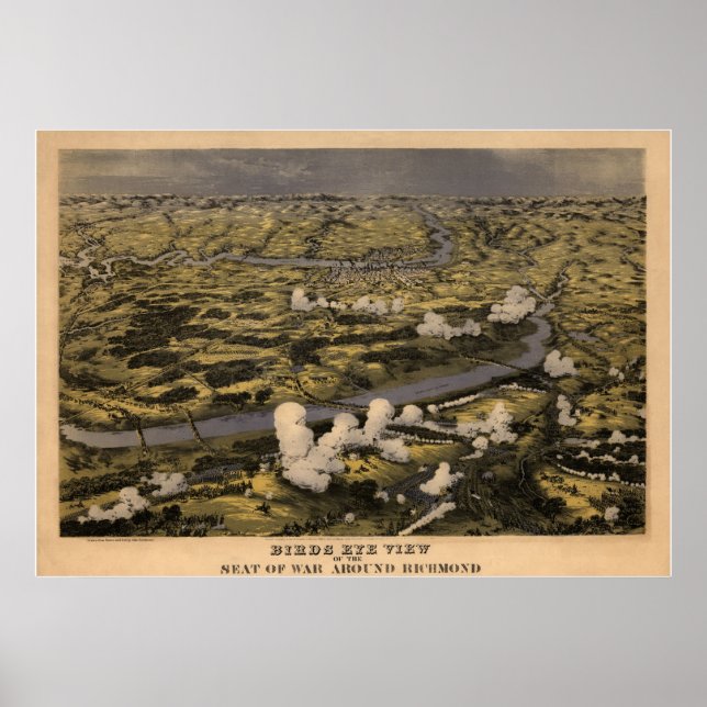 Affiche Oiseaux Vue oeil Siège de guerre autour de Richmon (Devant)