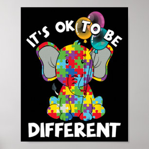 Affiche Ok Be Different Autistique Elephant Bylloons Autis
