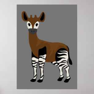Affiche Okapi Cartoon, Majestic Okapi Animal, Okapi Lovers