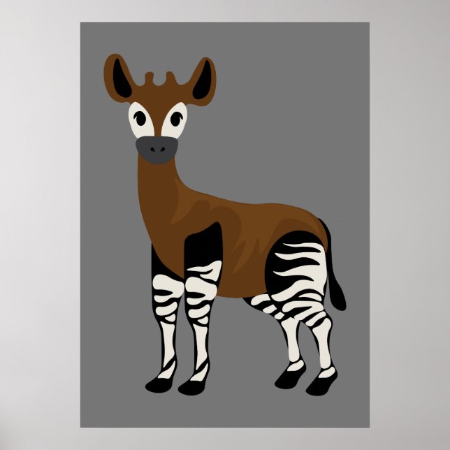 Affiche Okapi Cartoon, Majestic Okapi Animal, Okapi Lovers (Devant)
