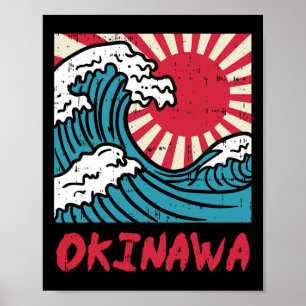 Affiche Okinawa Great Wave Kanigawa Japon Martial japonais