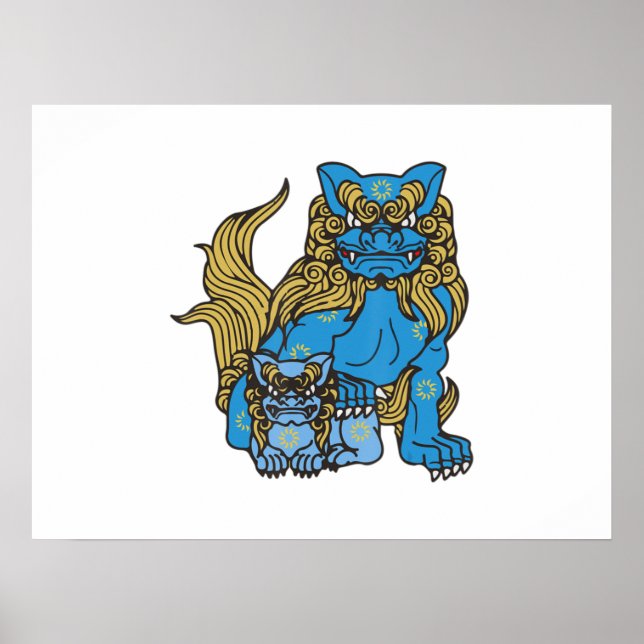 Affiche Okinawa Japon Uchinanchu Shisa Chien Ryukyu Island (Devant)