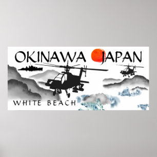 Affiche Okinawa, Japon, White Beach Militaire