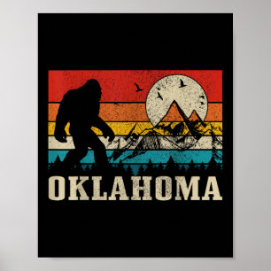 Affiche Oklahoma Bigfoot Vintage Montagnes Randonnée Campi