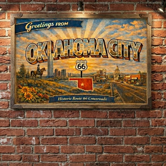 Affiche Oklahoma City Carte Postale Ancienne Route 66 Carr (Créateur téléchargé)