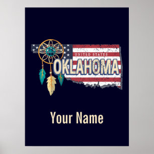 Affiche Oklahoma États-Unis Carte Retro Vintage USA
