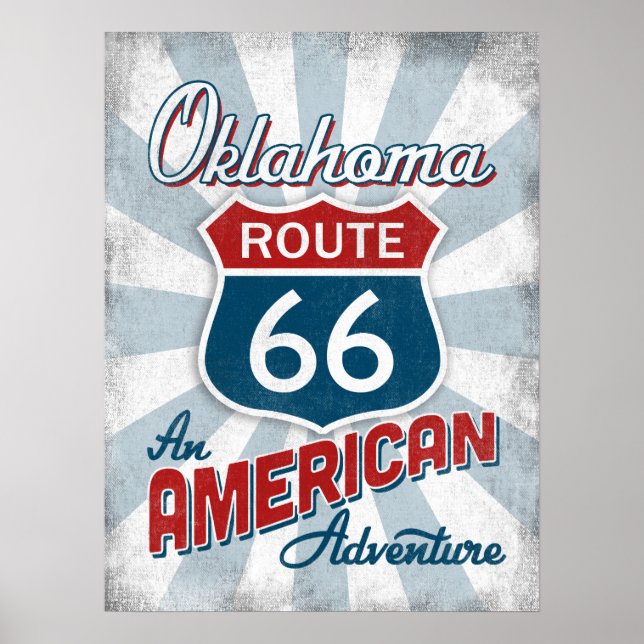 Affiche Oklahoma Route 66 Amérique Vintage (Devant)