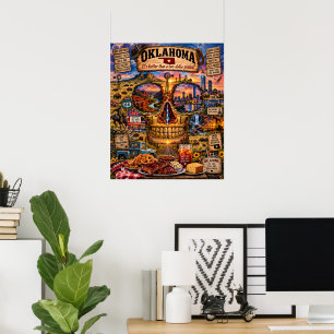 Affiche Oklahoma Skull Art Print État d'esprit