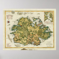 Old Antigua Map (1794) Vintage Waladli Island