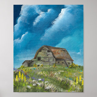 Affiche Old Barn and Wildflowers 3-2026 Print