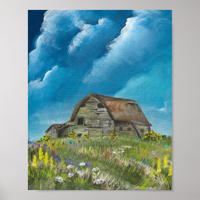Affiche Old Barn and Wildflowers 3-2026 Print (Devant)