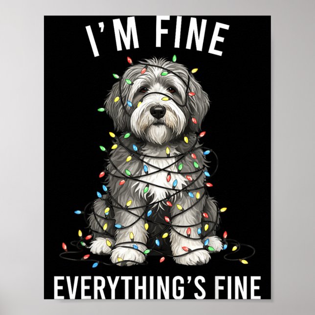 Affiche Old English Sheepdog Christmas I'm Fine Everything (Devant)