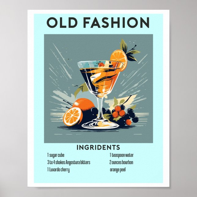 Affiche Old Fashion Cocktail Bar Wall Art (Devant)