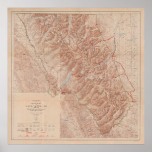 Affiche Old Glacier National Park Map (1914)