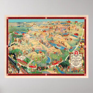 Affiche Old Glacier National Park Map (1925) 