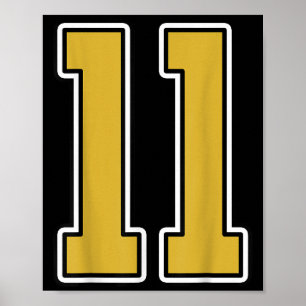 Affiche Old Gold Black White Srts Numéro 11 Jersey Uniform