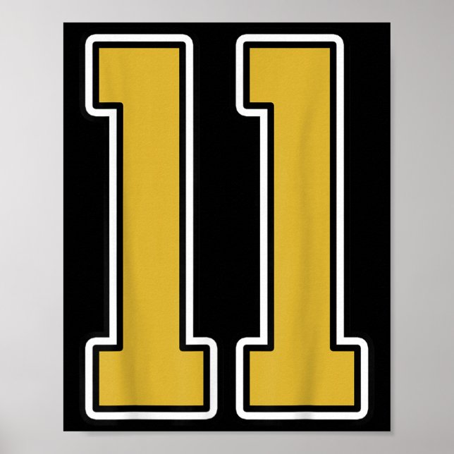 Affiche Old Gold Black White Srts Numéro 11 Jersey Uniform (Devant)