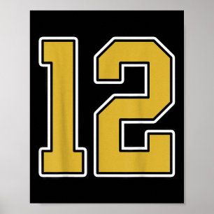 Affiche Old Gold Black White Srts Numéro 12 Jersey Uniform