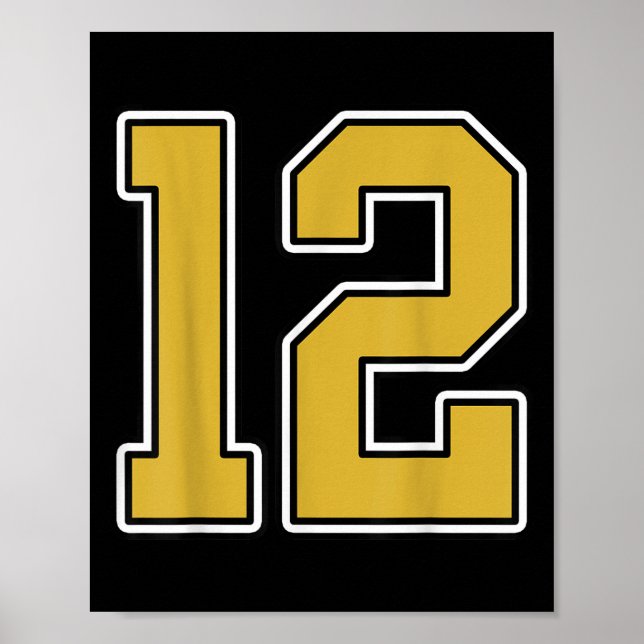 Affiche Old Gold Black White Srts Numéro 12 Jersey Uniform (Devant)