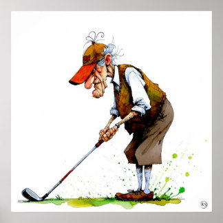 Affiche Old Golfer - Art Print