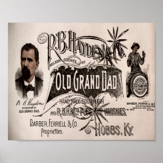 Affiche Old Grand Dad Whiskey au Mash aigre