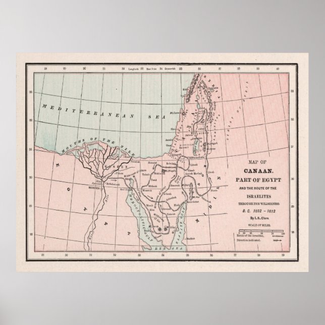 Affiche Old Hebrew Exdus of Egypt Map (1901)  (Devant)