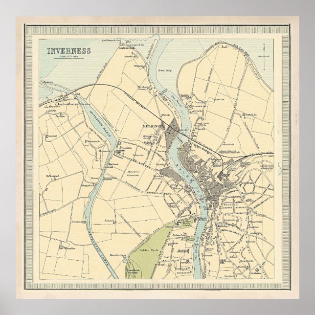 Affiche Old Inverness Scotland Map  (Devant)