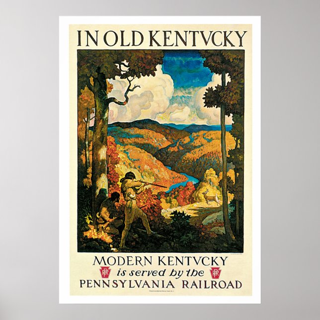 Affiche Old Kentucky, Vintage voyage ferroviaire de Pennsy (Devant)