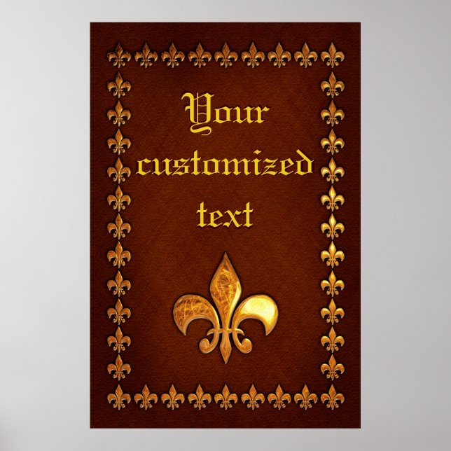 Affiche Old Leather Cover with golden Fleur-de-Lys - (Devant)