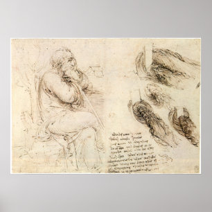 Affiche Old Man and Water Sketch par Leonardo da Vinci