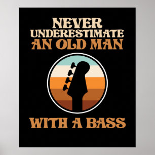Affiche Old Man With A Bass Guitar Music Player Musician G