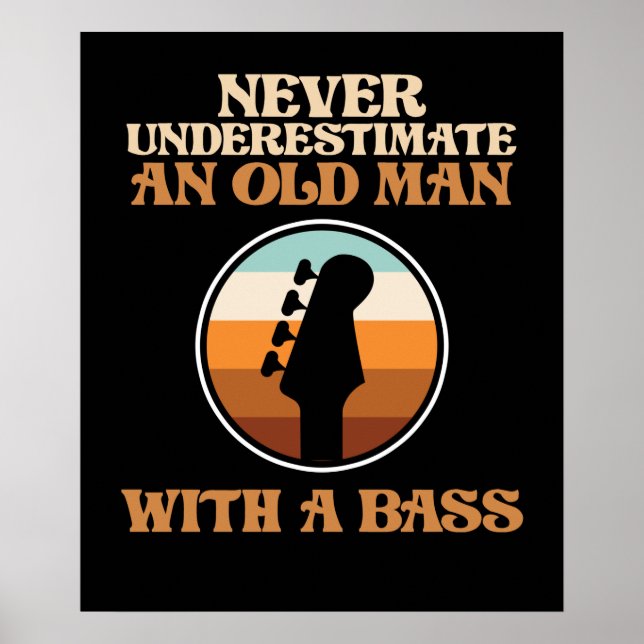Affiche Old Man With A Bass Guitar Music Player Musician G (Devant)