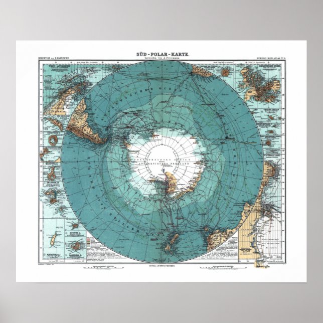 Affiche Old Map of Antarctica (Devant)