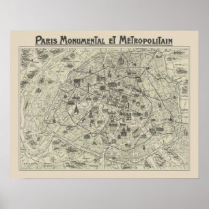 Affiche Old Map Of Paris