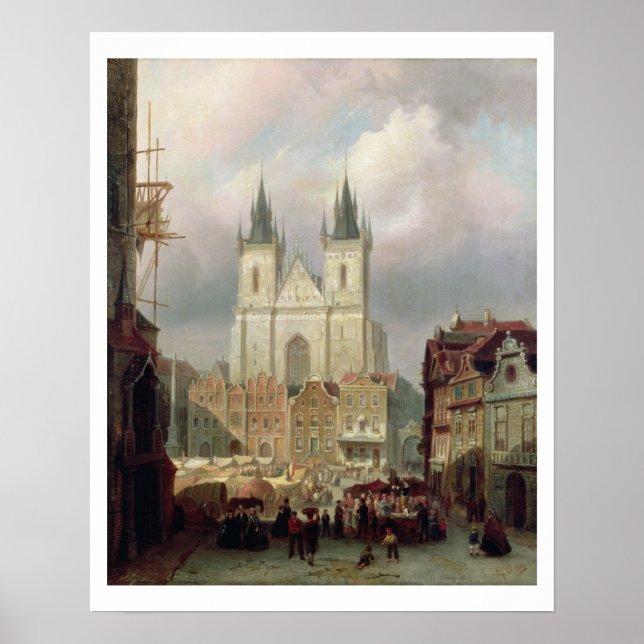 Affiche Old Market Place at Prague, 1881 (Devant)