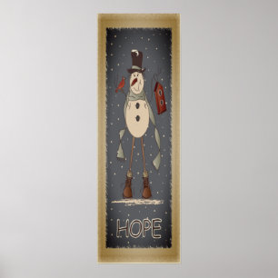 Affiche Old Mode Hope Snowman Noël