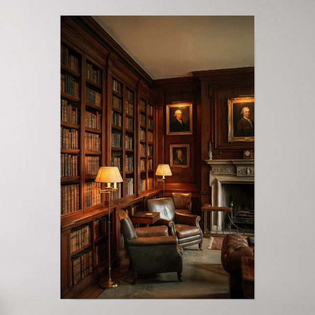 Affiche Old Money Library Dark Academia Study Room Decor (Devant)